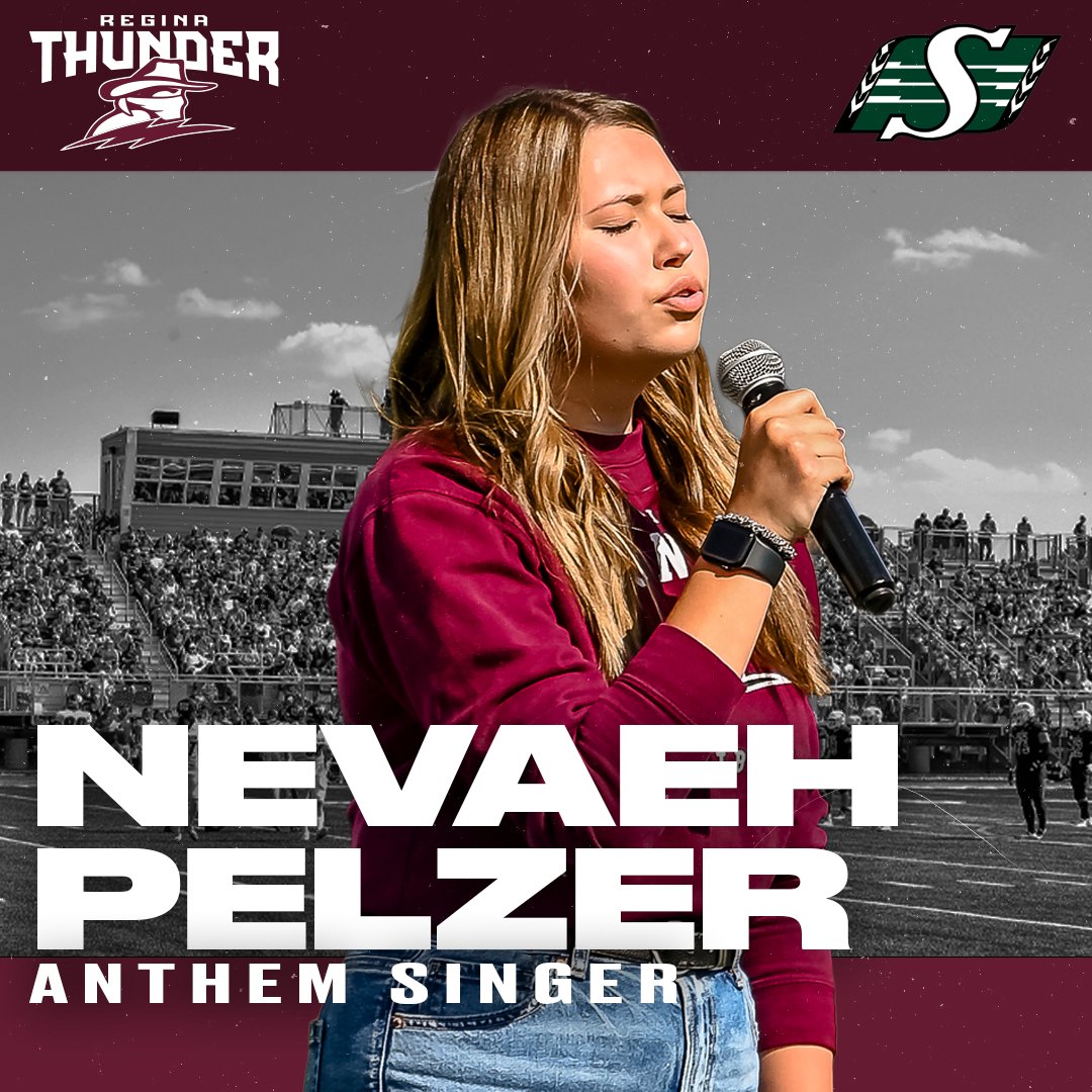 reginathunder's tweet image. True north, strong and free!

The Thunder want to wish our anthem singer, Nevaeh Pelzer, good luck as she will be leading #Ridernation in the national anthem at today's game versus the Ticats