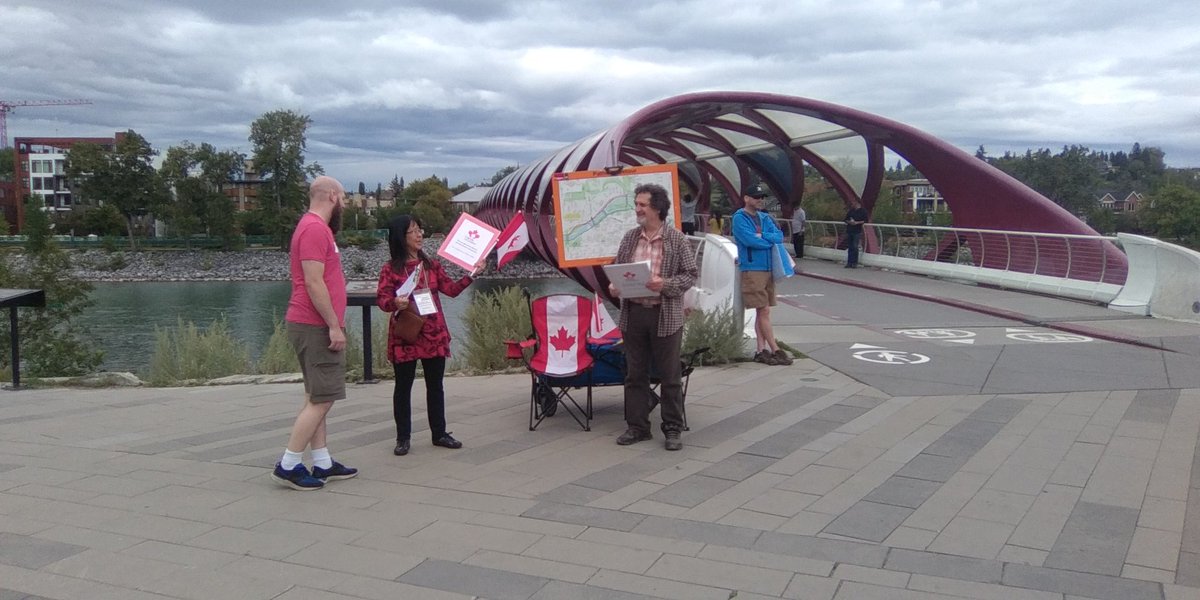 mpetch's tweet photo. Prince's island Park #yyc #ForeverCanadian signatures taking setup along the pathway between 11am and 130pm. This one is on the south side of the #peacebridge @LukaszukAB   . https://t.co/CJkDAz5YzU