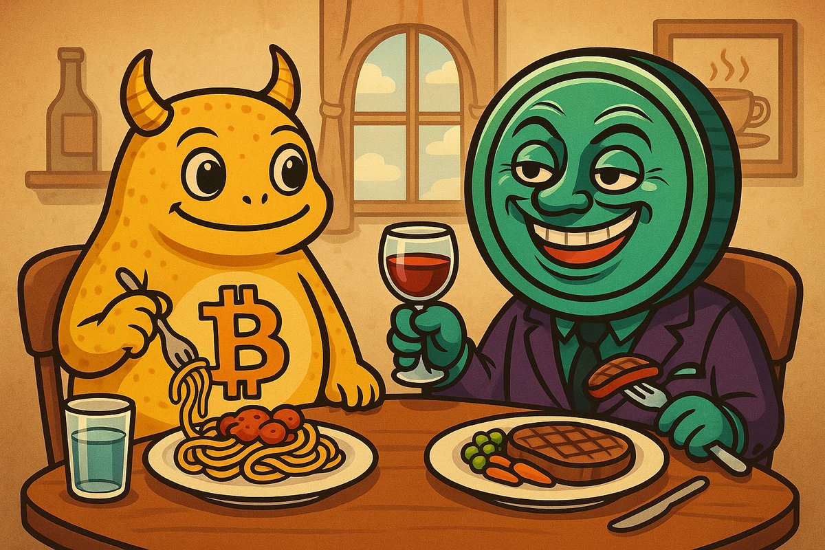 0zfuture's tweet photo. When Bitcoin meets fine dining – Bizzo brings the pasta, Solino brings the wine. 🍝🍷
That’s how you feast before the bull run. 🐂🚀

#Bitcoin #BTC #Crypto #Bizzo #Solino #CryptoLife #CryptoMeme #BullRun #CryptoCommunity #HODL #CryptoArt #ToTheMoon #Web3 https://t.co/2XYx2W8SrZ