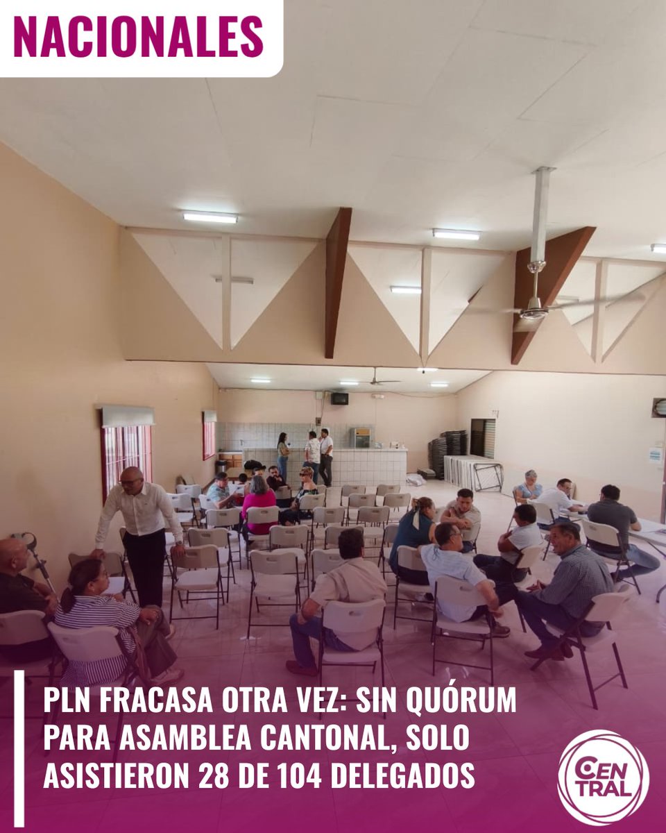 #Nacionales | PLN fracasa otra vez: sin quórum para Asamblea Cantonal, solo asistieron 28 de 104 delegados

El Partido Liberación Nacional (PLN) vuelve a tropezar en su intento por realizar la Asamblea Cantonal.

De los 104 delegados convocados, apenas 28 llegaron, muy lejos del