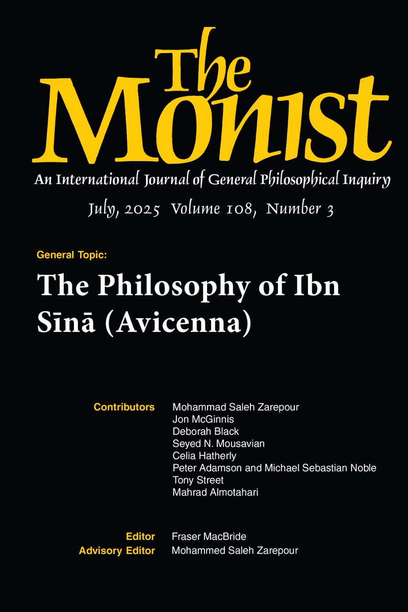 Zamanında Russell, Peirce, Frege, Putnam, Quine gibi felsefecilerin yazdığı ve bugün <a href="/OUPPhilosophy/">Oxford Philosophy</a>'den çıkan dünyanın en eski ve önemli felsefe dergilerinden The Monist bu ay
İbn Sina Felsefesi (The Philosophy of Ibn Sina/Avicenna) özel sayısı yapmış.

academic.oup.com/monist/issue/1…