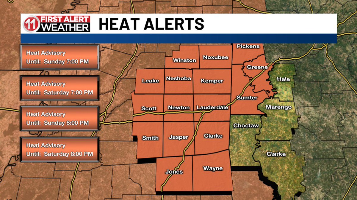 Heat index values of 105 degrees or higher expected. Remember heat safety: Stay hydrated, avoid strenuous activities during the heat of the day, and take frequent breaks if you must be outside working. wtok.com/?utm_source=tw…