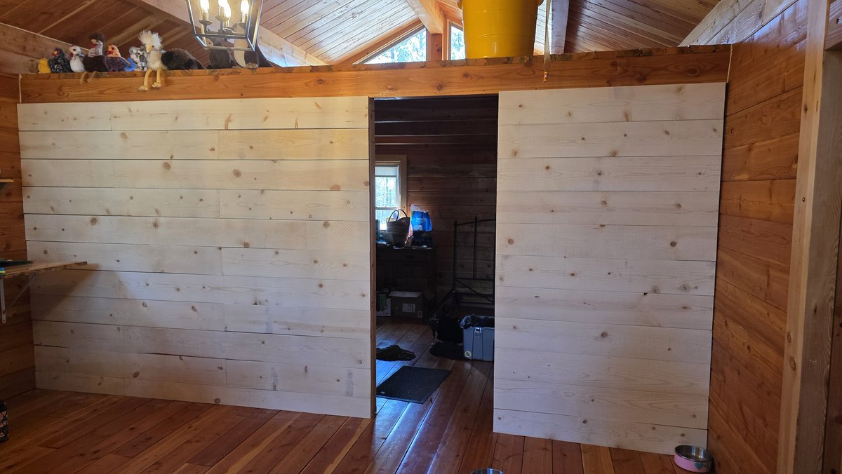 Kitchen / Bedroom wall done for #offgrid #cabin