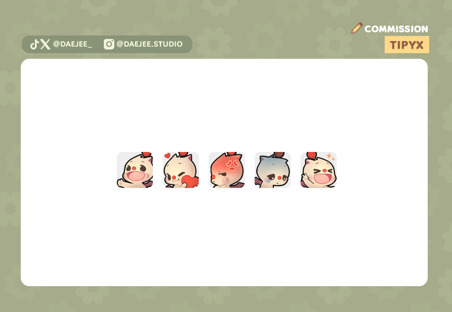☕ DAEJEE (@daejee_) on Twitter photo Commission pour <a href="/Tipyx_FR/">Tipyx (Mathieu P.)</a> !
De nouvelles emotes à l'effigie de Mog !
Merci encore pour ta confiance 🤎 Commission pour <a href="/Tipyx_FR/">Tipyx (Mathieu P.)</a> !
De nouvelles emotes à l'effigie de Mog !
Merci encore pour ta confiance 🤎