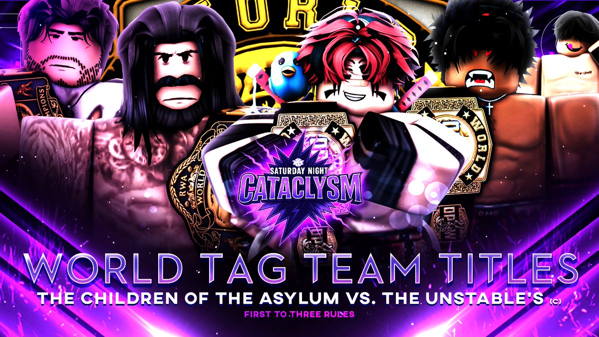 CATACLYSM // TONIGHT! 🚨

<a href="/RWMessiahKD/">Ked Darrien</a> &amp; <a href="/santeriuh/">Kyran Axton</a> look to waste NO TIME after the VICIOUS attack that was orchestrated by <a href="/rosegold_AP/">roseeee</a> last week.. As the CHILDREN of the ASYLUM use their REMATCH CLAUSE's on the BRAND NEW World TTC's.. <a href="/UnstableCryso/">Cryso</a> &amp; <a href="/UnstableKofi263/">kofster</a>!

WHO