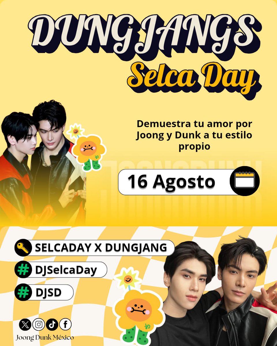 JoongDunk_Mex's tweet photo. Dungjangs l@s invitamos a unirse al SelcaDay 📸, un día dedicado especialmente a demostrar nuestro amor por JoongDunk🌻🥑, recreando alguna foto o edits
SELCADAY X DUNGJANG
#DJSelcaDay #DJSD
#จุงดัง #JoongDunk https://t.co/RfzRU8D05b