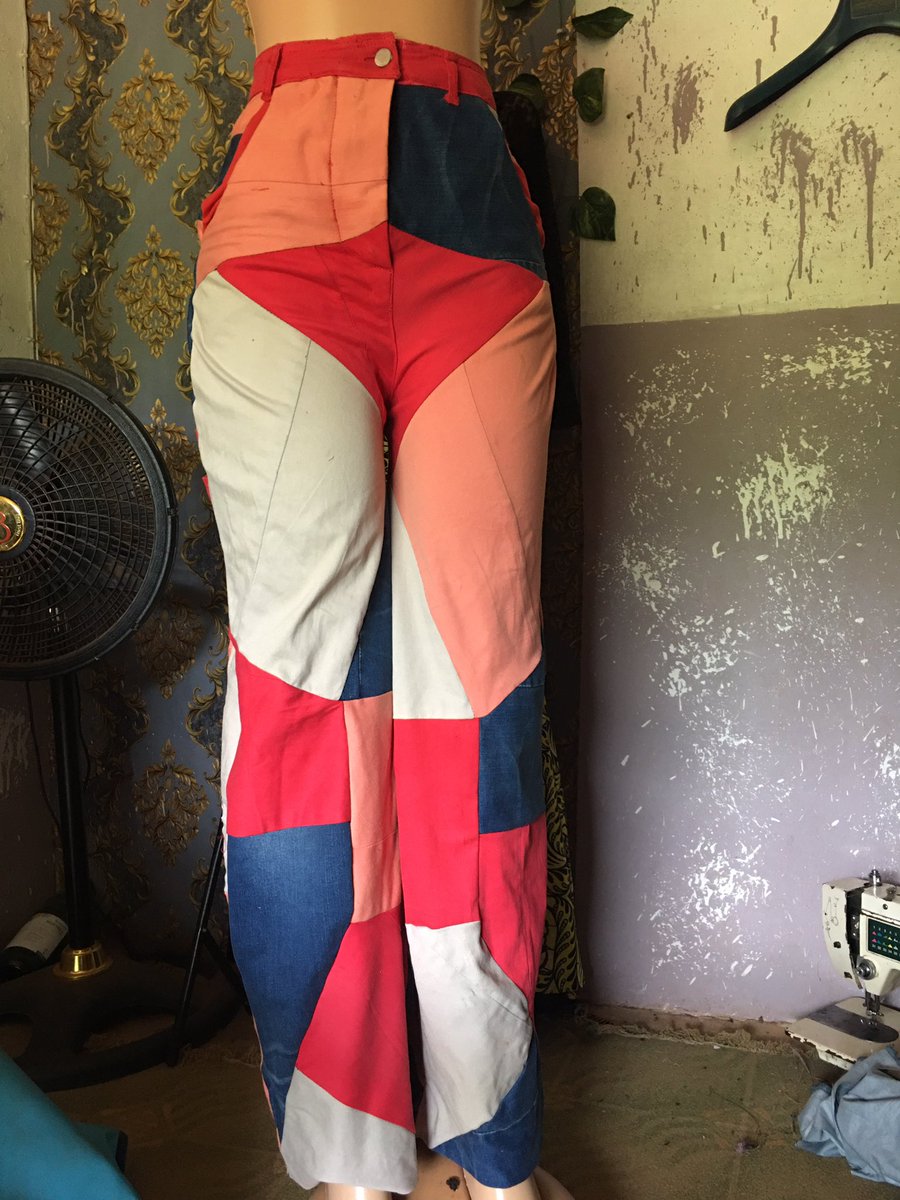 teretrove's tweet photo. I made these trousers from 4 old jeans. 

It stressed me out, but looking at the final result… it was so worth it.  
 
Size 8 | Available for 30,000 naira https://t.co/gQUdUkLTOq