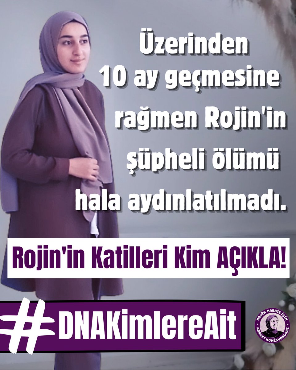 İntihar diyerek bir kadın cinayetinin daha üstünü kapatmak istiyorlar. Rojin intihar etmedi. 

Rojin’e ne olduğunu sormaktan vazgeçmeyeceğiz. 
 #DNAKimlereAit açıklansın failler yargılansın!