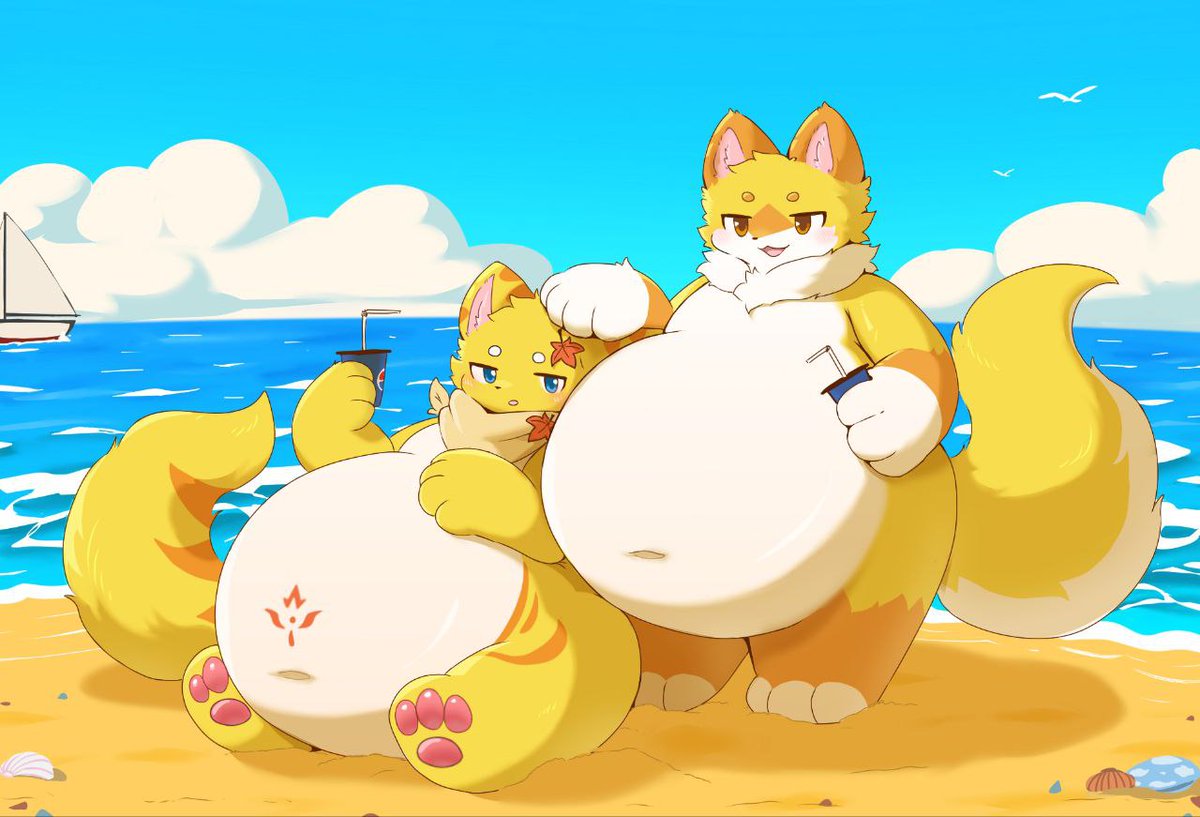 Wah, nothing like relaxing on the beach with a friend, eating snacks and enjoying the sun~ =v=
A wonderful gift from <a href="/duanling708/">瑖灵</a> 
Art by 凡犬
Thank you both 💕💕