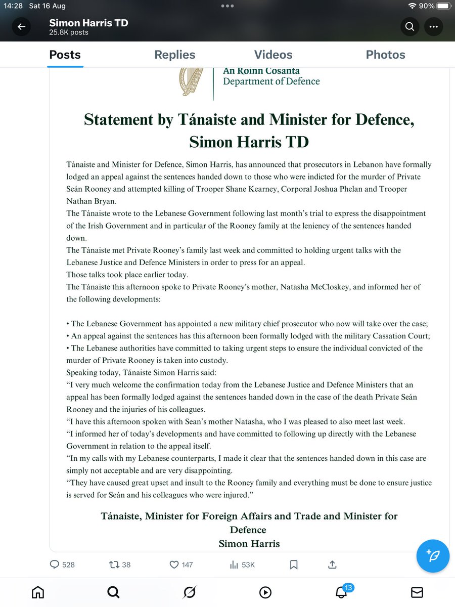 Hezbollah terrorist Mohammed Ayyad, sentenced to death in Lebanon for the murder of Private Sean Rooney,disappeared a year ago. The Sunday World is reporting that Gov sources suspect he has fled to Iran,Hezbollah’s sponsors. Why did Simon Harris’s recent statement conceal that?