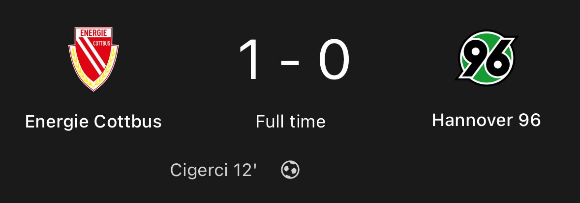 WE HAVE A CUPSET!

3rd tier Energie Cottbus defeat 2BL side Hannover.