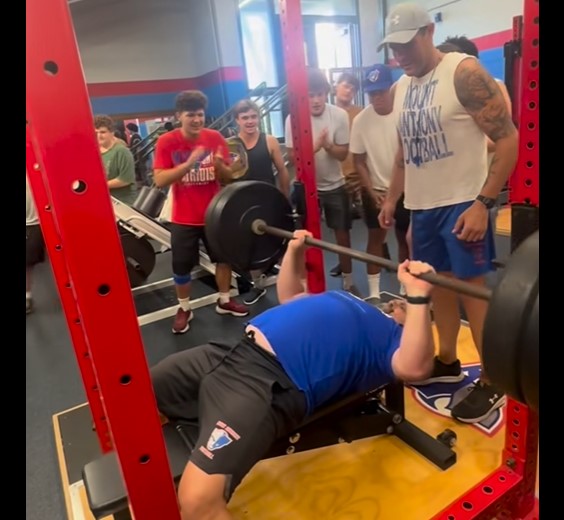 MAU FOOTBALL lift-a-thon fundraiser kicked off with a bang!  Coach Gordon hitting the NFL combine bench test to ensure  a successful 2025