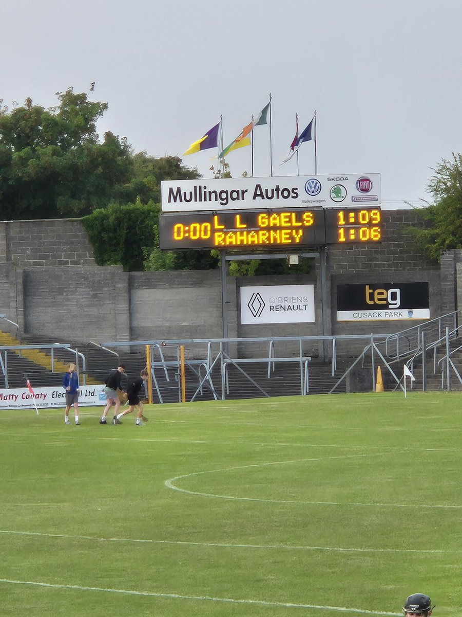 Half time
<a href="/RaharneyHurling/">RaharneyHurlingClub</a> vs <a href="/LoughLene/">Lough Lene Gaels</a>