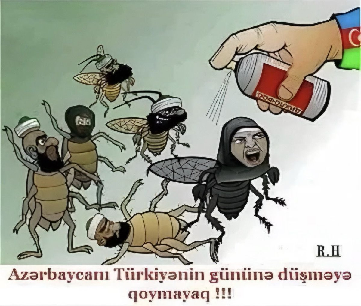 Azərbaycan'da bir karikatür: 

"Azerbaycan’ı Türkiye'nin durumuna düşmeye izin vermeyelim."