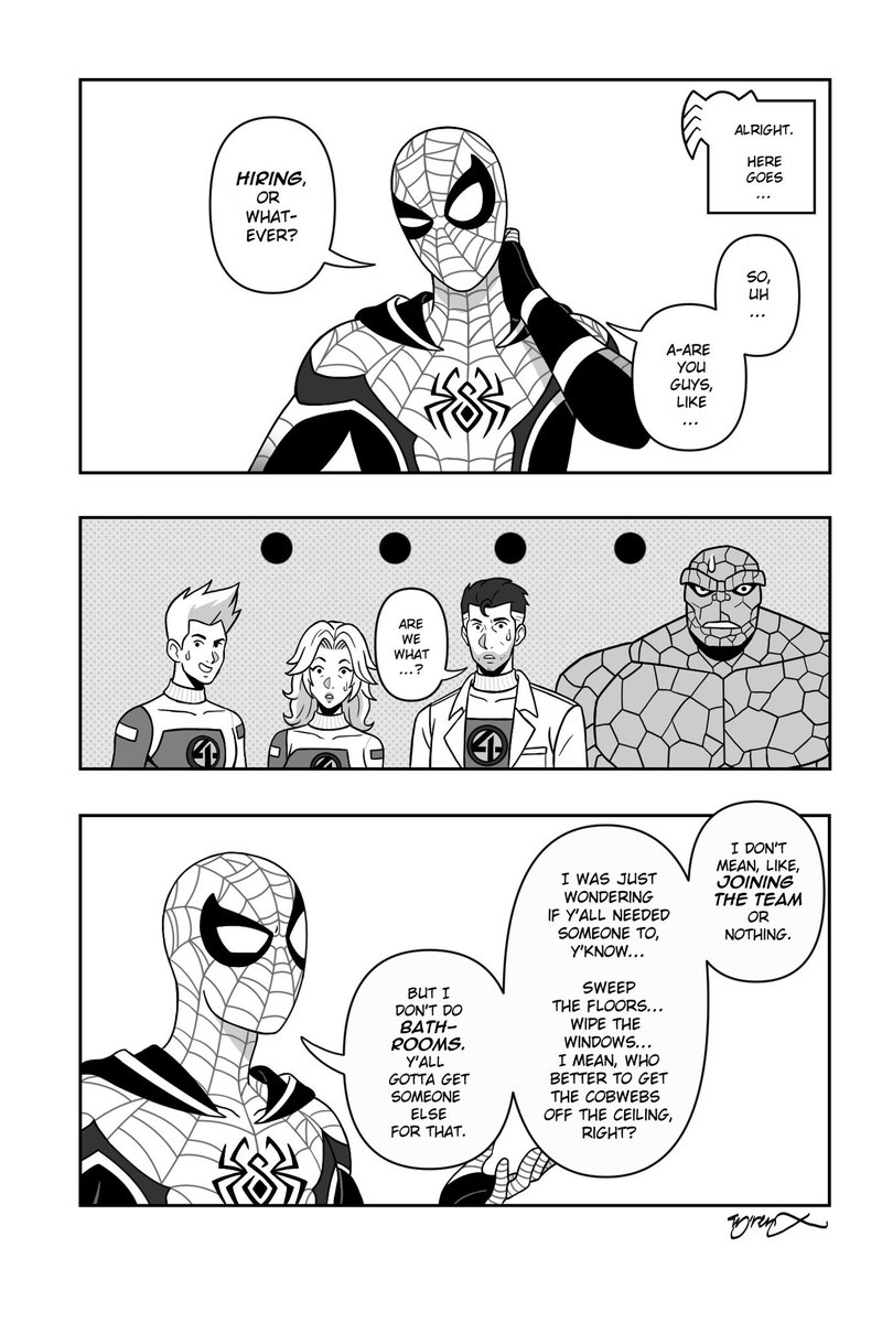 Tyren_X's tweet photo. Help Wanted pg. 1 (Remastered)
#SpiderManTL #FantasticFour https://t.co/zMWxsQ9cL2