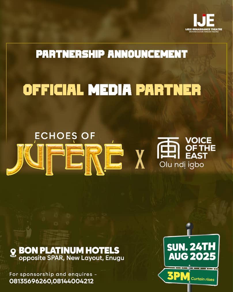 MEDIA PARTNERSHIP ALERT

We are pleased to welcome <a href="/VoiceOfTheEast/">Ólú ndị Igbo</a> on board.

The stage is getting set🔥

Let's make ala Igbo great again.

Theatre just got better 🍀 🎭