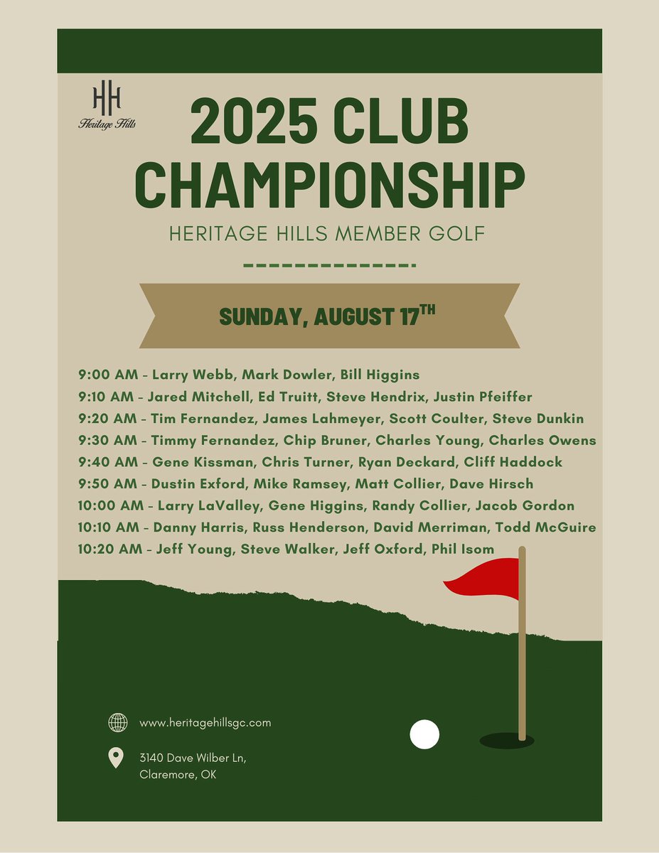 The Club Championship pairings for Sunday morning!
Good Luck Have Fun🏆⛳️