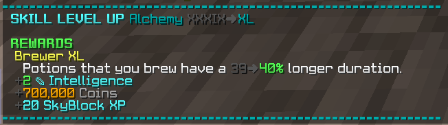 Alchemy level 40 in Skyblock