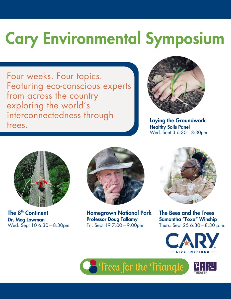 TREE Foundation (@treefoundation) on Twitter photo 🌳✨ Tickets are live! Join Dr. Meg Lowman, <a href="/canopymeg/">Meg Lowman</a> , for The 8th Continent: Exploration of the Forest Canopy at the Cary Environmental Symposium this September!
🎟️ Grab your spot: etix.com/ticket/p/48310…
#NorthCarolina #CanopyMeg #womeninSTEM 🌳✨ Tickets are live! Join Dr. Meg Lowman, <a href="/canopymeg/">Meg Lowman</a> , for The 8th Continent: Exploration of the Forest Canopy at the Cary Environmental Symposium this September!
🎟️ Grab your spot: etix.com/ticket/p/48310…
#NorthCarolina #CanopyMeg #womeninSTEM