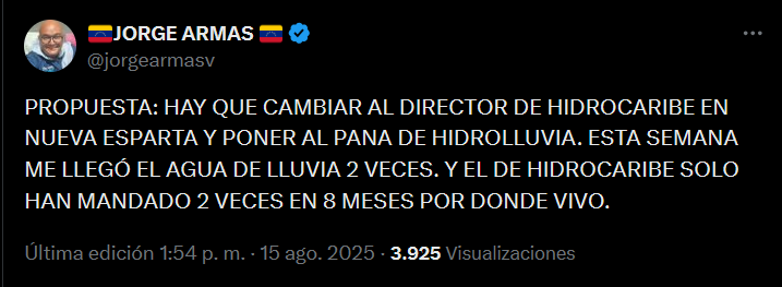 Cuando algún chavista gorgojero les diga que "viven bien" se refieren a esto, no les llega el agua desde hace 8 meses pero ahí están justificando a los sinvergüenzas