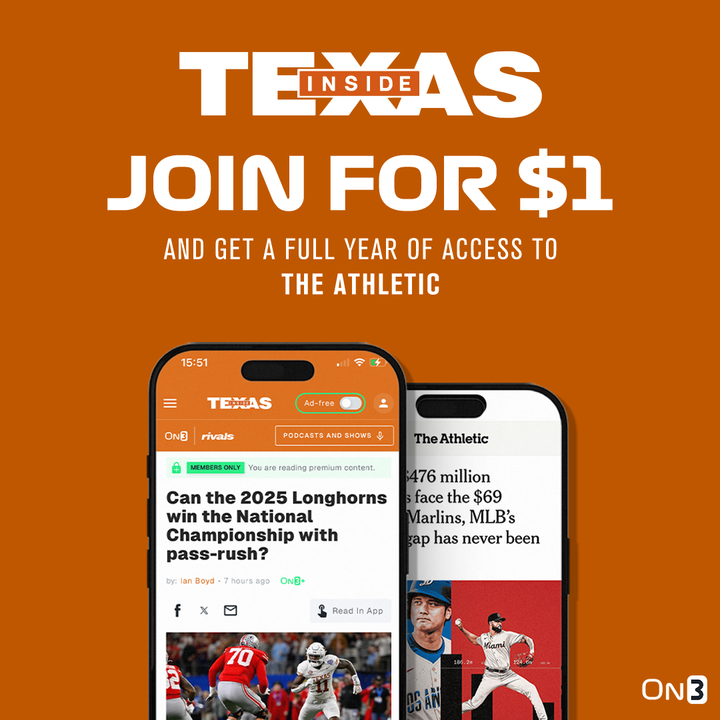 InsideTexas's tweet photo. *Arch Manning improving as camp goes on
*Jaydon Chatman did his job
*Trevor Goosby update
*Freshman WRs continuing to make plays
*Assignment sound defense 
*Rotation at S on the 1st team 

Insider intel from Texas' Saturday scrimmage via @EricNahlin (On3+): https://t.co/QPjtD9tGcS

Need the latest Texas intel? Join IT for just $1 at the link above!