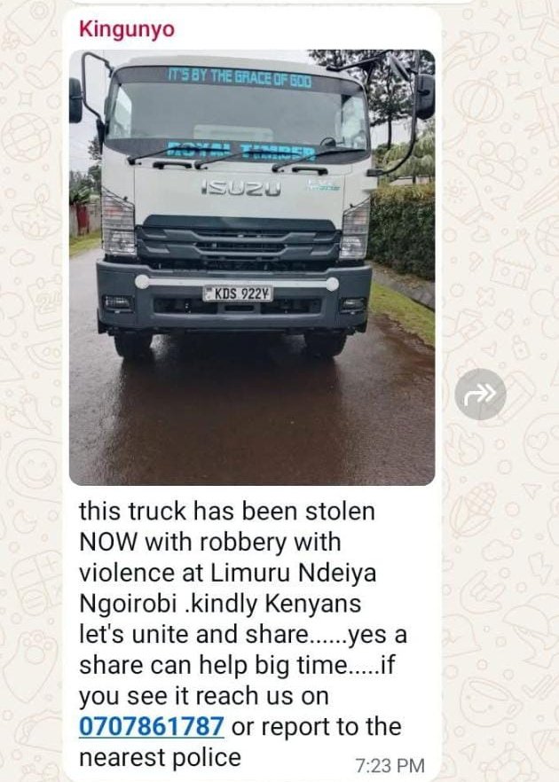 kirimasounds (@martin_marto1) on Twitter photo It's still new let's help the owner trace his lorry bana <a href="/4Real_KE/">4Real</a> <a href="/alexmwanzo/">TurboDiesel</a> <a href="/_Wanyonyi1/">THE HAWKER ERRANDS HH🇰🇪</a> <a href="/IAMRAPCHA/">Rapcha The Sayantist</a> <a href="/ItsJeffreyJeff/">🍁RASTA MAN™🍁</a> It's still new let's help the owner trace his lorry bana <a href="/4Real_KE/">4Real</a> <a href="/alexmwanzo/">TurboDiesel</a> <a href="/_Wanyonyi1/">THE HAWKER ERRANDS HH🇰🇪</a> <a href="/IAMRAPCHA/">Rapcha The Sayantist</a> <a href="/ItsJeffreyJeff/">🍁RASTA MAN™🍁</a>
