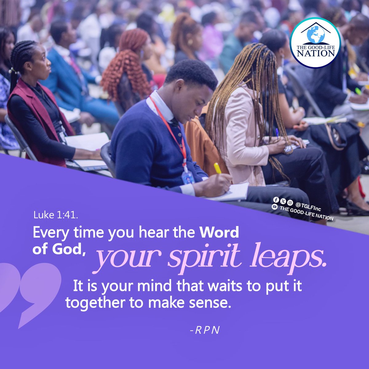Luke 1:41
Every time you hear the Word of God, your spirit leaps. It is your mind that waits to put it together to make sense. -RPN 

#RPN 

#APeopleCome
