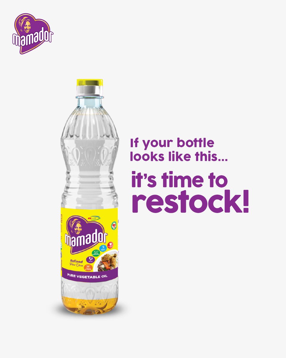MamadorNg's tweet photo. If you are reading this, it's time to restock on Mamador oil.
Have you joined the #MamadorKitchenCrewChallenge, what are you waiting for? Entries closes soon.
#GoodOilGoodFood #ItsMamador #MamadorKitchenCrewChallenge https://t.co/TBXldFkAe7