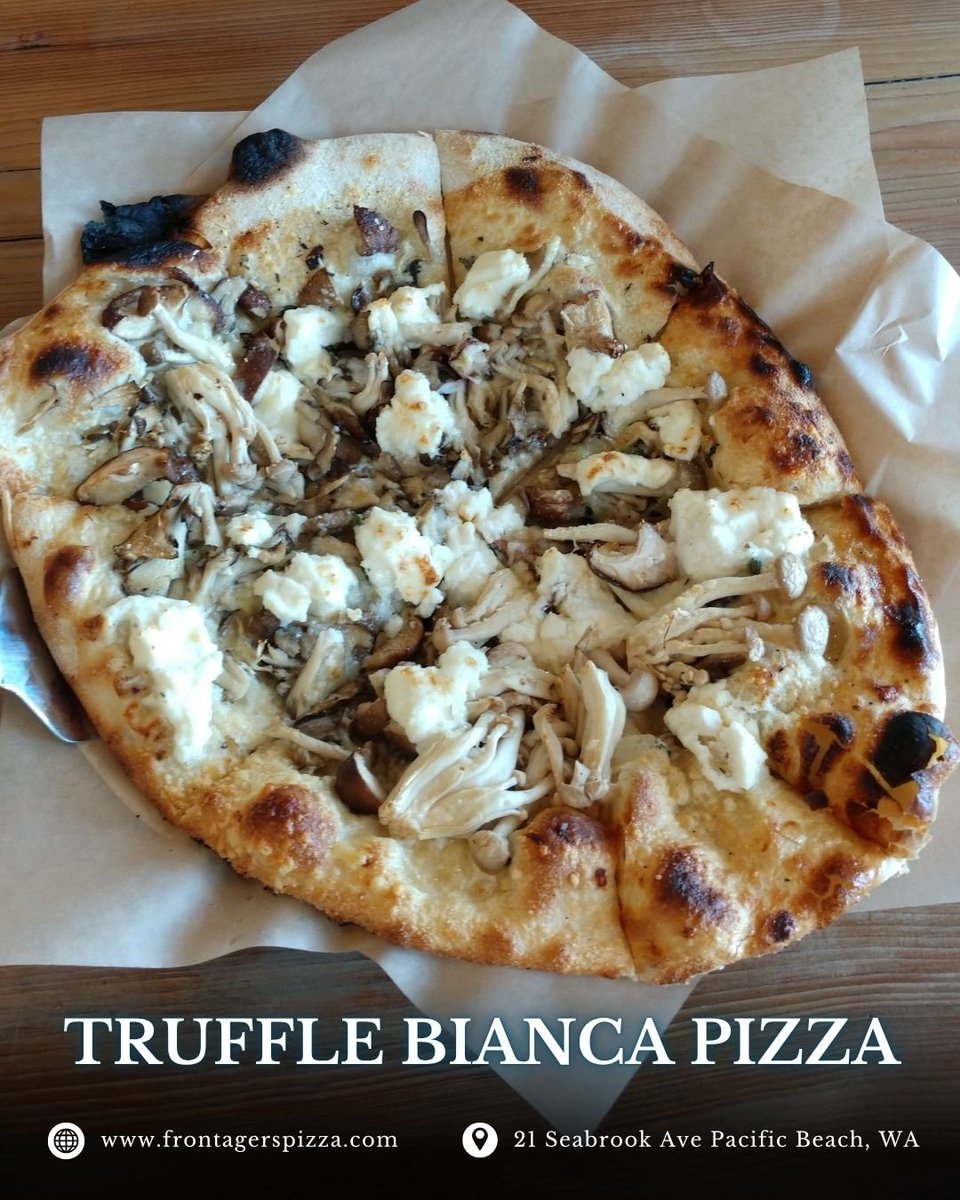 frontagerspizza's tweet image. 🍄✨ Our Truffle Bianca pizza is packed with rich, flavorful goodness. What's your favorite Frontager's Pizza dish? Drop it in the comments!

#TrufflePizza #FrontagersPizza