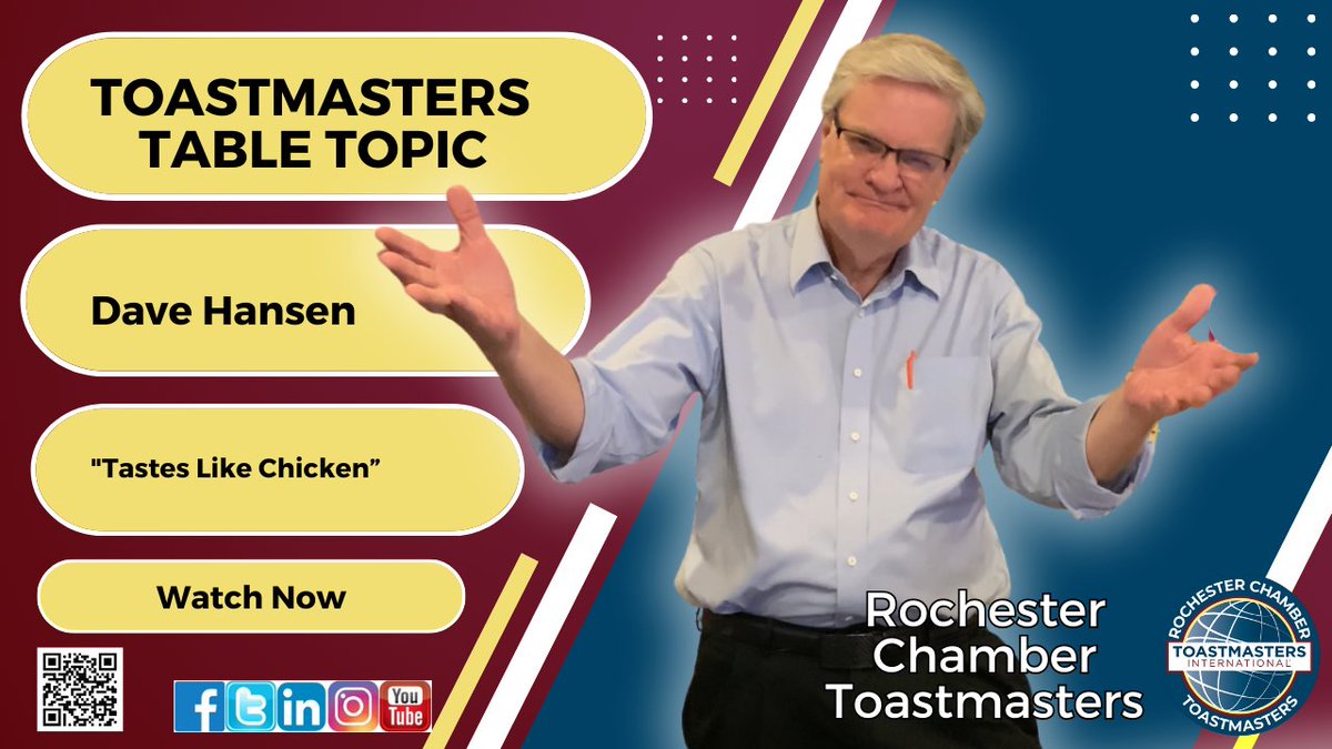 A Saturday Salute to the dangers of live TV &amp; “Tastes Like Chicken” - Watch here: youtu.be/Ni0qFtGlPmU
 #toastmasters  #rochmn  #rochestermn# rochester_mn #publicspeaking #leadership #neighborshare  #toastmastersinternational #Chicken #taste #tv