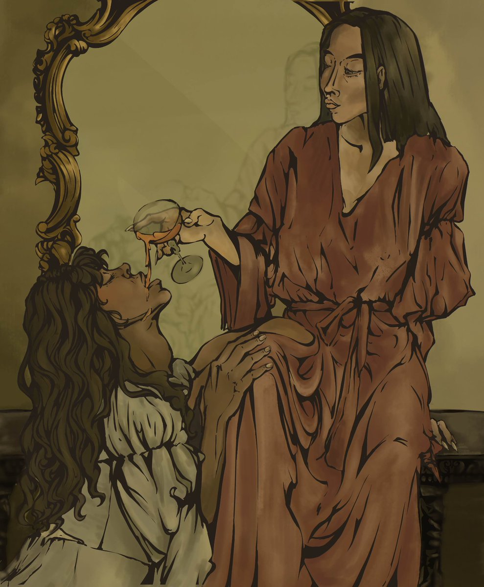 __st4rgurl__'s tweet photo. “Tell me, Eadaz uq-Nāra,” she said softly, “am I a greater fool to want you still?”

Ead crossed the space between them. “No more a fool than I,” she said, “to love you as I do.”

-The Priory of The Dragon Tree-
#digitalarts #art #fanart #ArtistOnTwitter #sapphic #wlwbooks https://t.co/iUnEQpwBth