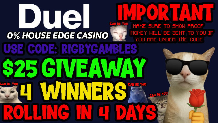 $25 x 4 Crypto Giveaway!🎉
1. Follow+Retweet+Like on X✅
2. Be under code "rigbygambles" on duel.com✅
3. Follow on Kick ✅

*ShowProof* Following on Kick / Being under code!
⚠️Make sure your Duel username is visible

kick.com/rigbygambles
duel.com/r/rigbygambles