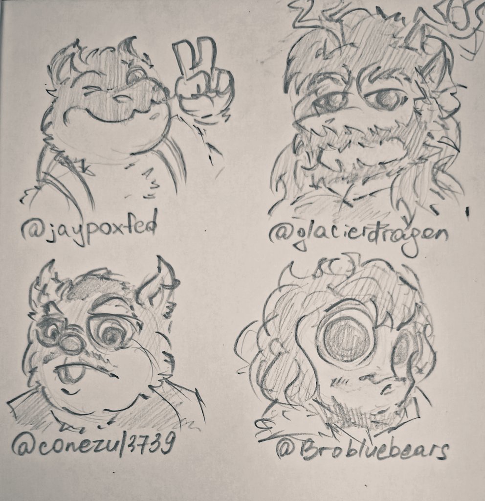 Sketchbook's stuff Part 2 
<a href="/jaypoxfed/">🍃Jeremy🍂</a> @glacierdragon.bsky
<a href="/conezul3739/">3739/Conezul 🐰 Jan 21 🎂</a>  <a href="/Brobluebears/">💜Brobluebears💜</a>