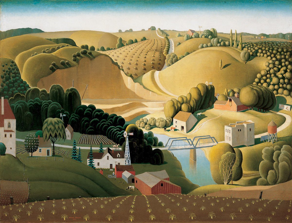 "Stone City, Iowa". Grant Wood. 1930.