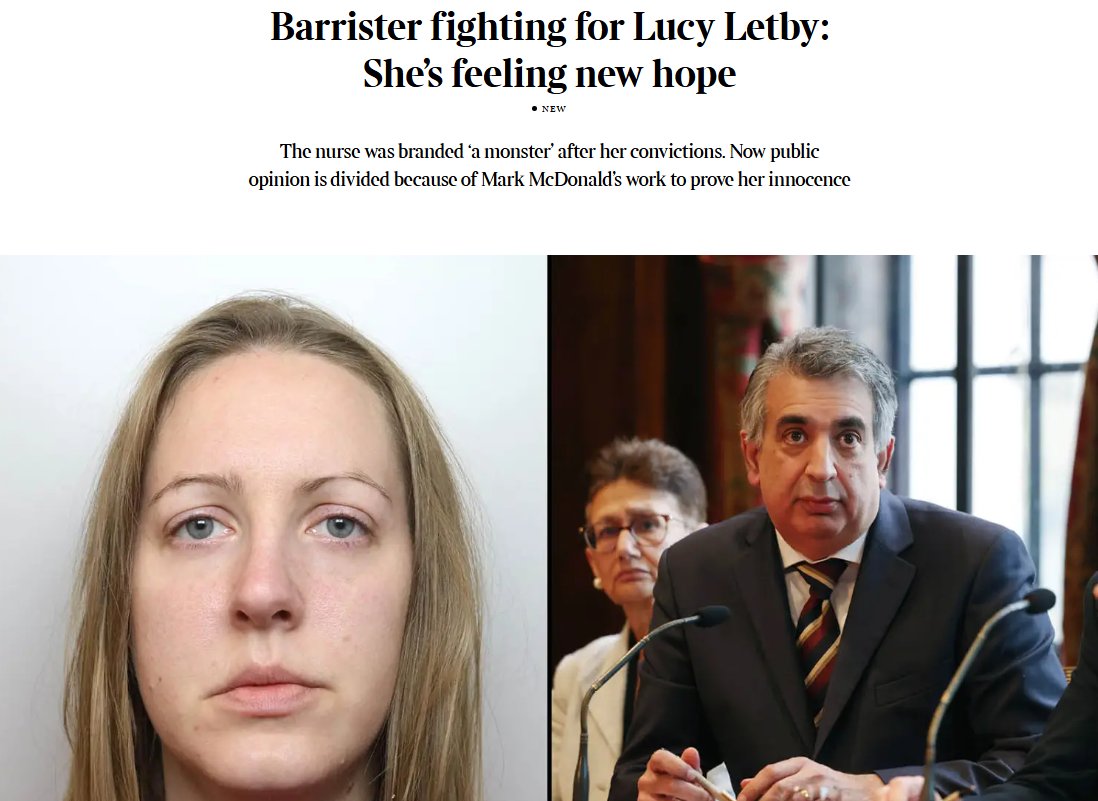 A profile in the Sunday Times of Mark McDonald, the barrister fighting for Lucy Letby. "McDonald is so certain 'no crime has been committed' that he is working for nothing." Share link: thetimes.com/article/ecb1f1… #LucyLetby