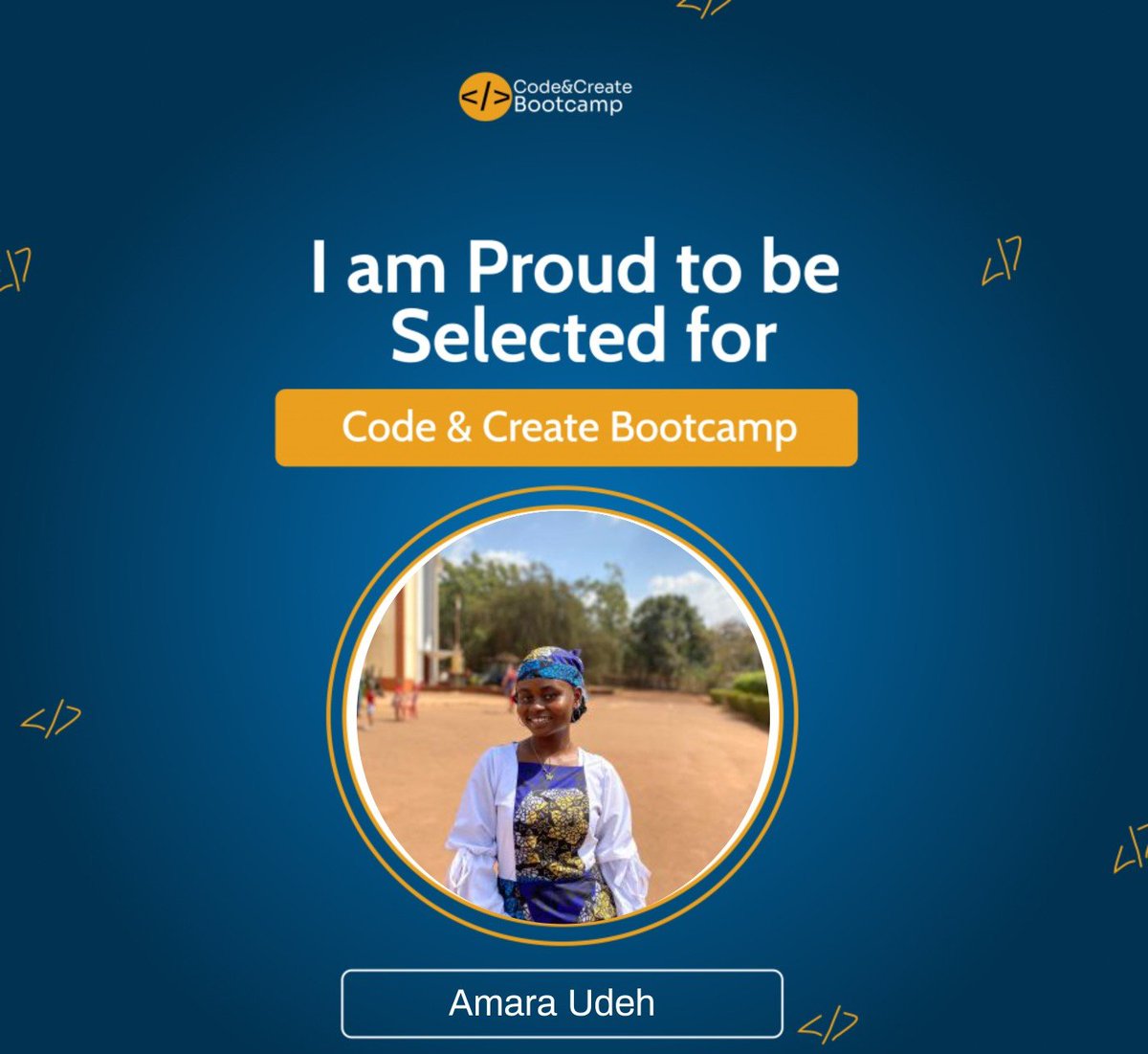 UdehAmara72282's tweet image. Thrilled to share that I have been selected to acquire a new skill. I have waited for an opportunity like this to step out and up .
I'm excited to learn and grow, and I'm grateful for it. Thanks to whoever made this possible. 
#Techforgood
#Digitalskill
#CodeandcreateBootcamp