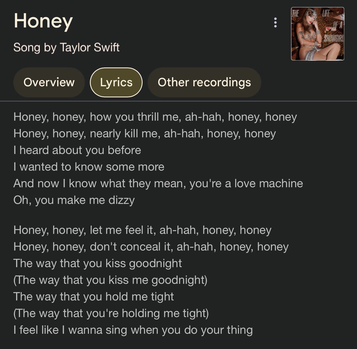 idgaf the leaked honey lyrics ate so much they should turn it into a musical