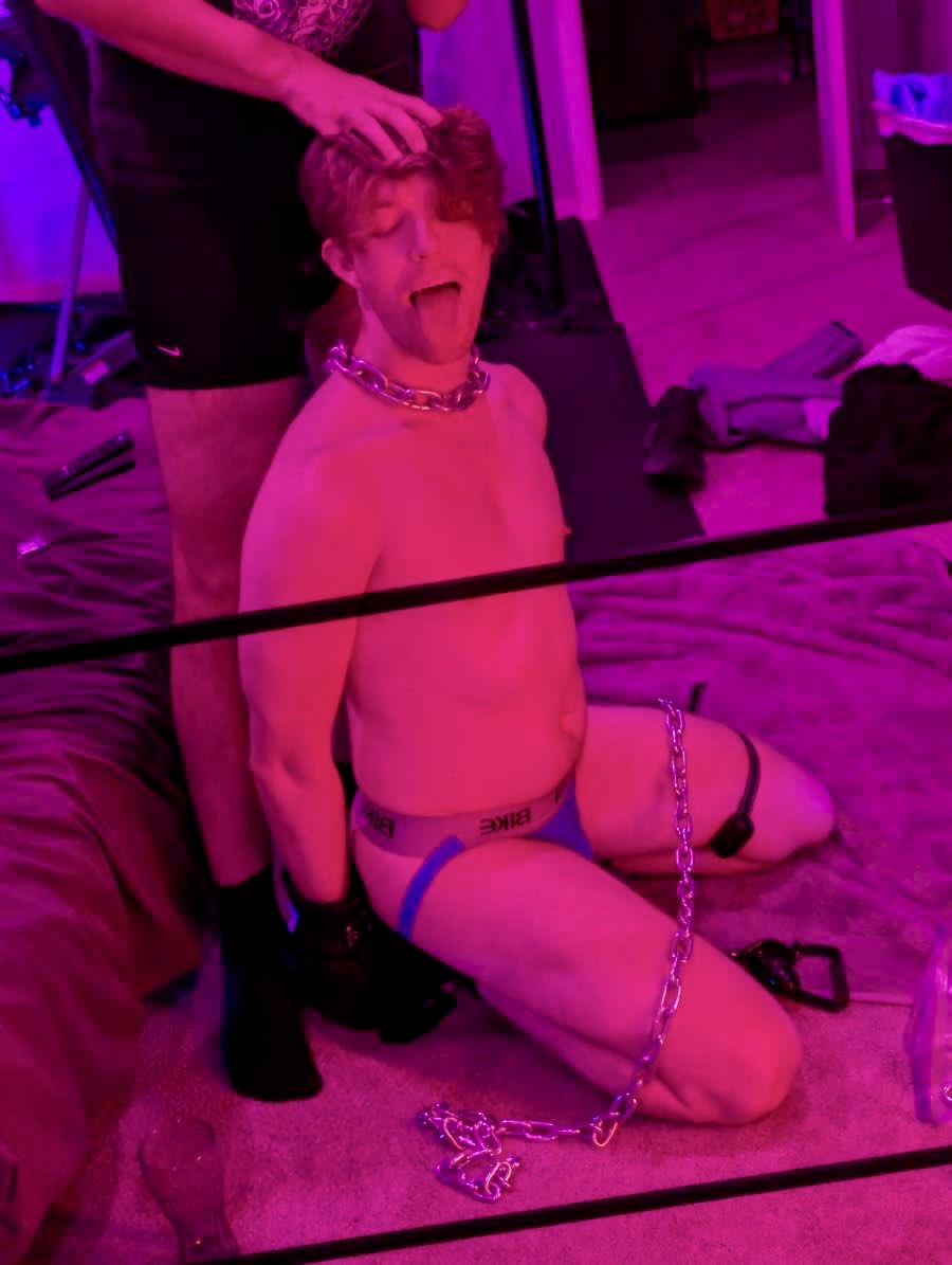Sometimes you just need to be fried on musk, mind abused, spanked. Gagged with socks and then chained up for 45 minutes while a dom jerks off to the view.