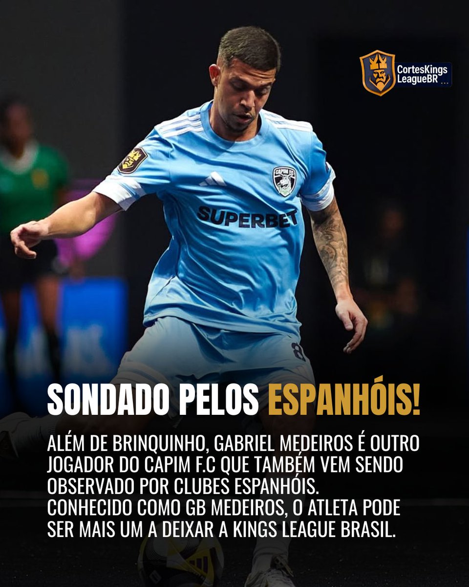 Cortes Kings League BR (@corteskingsbr) on Twitter photo Gabriel Medeiros, jogador do Capim FC, também vem sendo observado por clubes espanhóis.
🗞️ <a href="/henryfreitas14/">Henry freitas</a>
#capimfc #kingsleague #kingsleaguebrasil #kingsworldcup #kingsleagueclips Gabriel Medeiros, jogador do Capim FC, também vem sendo observado por clubes espanhóis.
🗞️ <a href="/henryfreitas14/">Henry freitas</a>
#capimfc #kingsleague #kingsleaguebrasil #kingsworldcup #kingsleagueclips