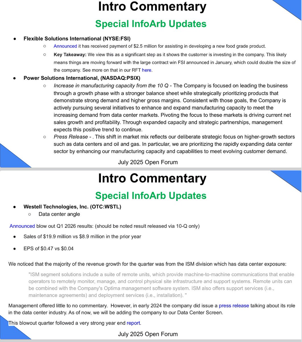 Keeping this research thread going with key slides from our just completed August Open Forum Event. 🇺🇸 $TGEN $FTEK $PPIH $RFIL $FEIM $EACO $OCC $ACFN $MUEL $BWEN $CRAWA $TATT $SPOK $RCMT $DAIO $FULO $LEAT $IIIN $OPXS 🇨🇦 $URL.CN ( $URLOF) $RMB.V $FTG.TO
( $FTGFF) $NURS.V ( $HYDTF)