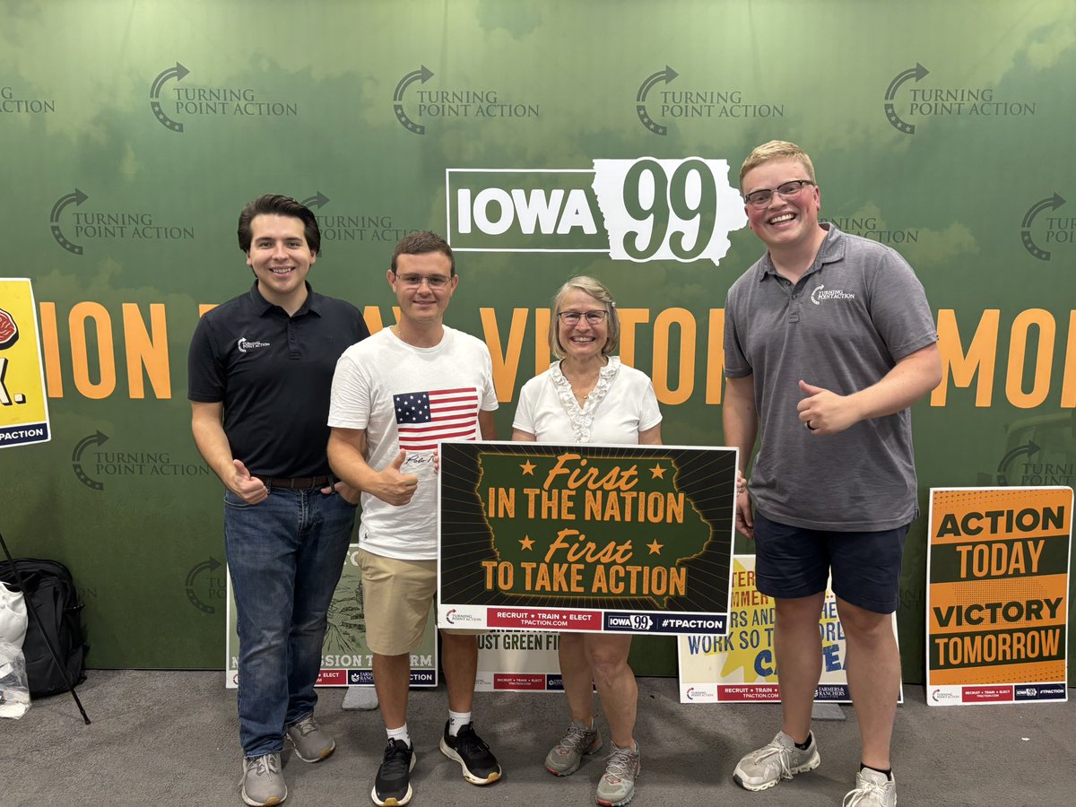 Dixon Wolfe (@dixonswolfe) on Twitter photo Congresswoman <a href="/millermeeks/">Dr. Miller-Meeks</a> stopped by our <a href="/TPAction_/">Turning Point Action</a> booth at the <a href="/IowaStateFair/">Iowa State Fair</a>. We shared with her about our Iowa 99 program—a grassroots effort to organize in all 99 counties and prepare for the 2028 caucus.
Iowa sets the tone for the nation, and our mission is clear: Congresswoman <a href="/millermeeks/">Dr. Miller-Meeks</a> stopped by our <a href="/TPAction_/">Turning Point Action</a> booth at the <a href="/IowaStateFair/">Iowa State Fair</a>. We shared with her about our Iowa 99 program—a grassroots effort to organize in all 99 counties and prepare for the 2028 caucus.
Iowa sets the tone for the nation, and our mission is clear: