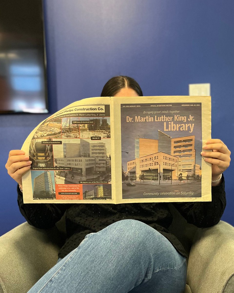 San Jose Public Library (@sanjoselibrary) on Twitter photo King Library is feeling twenty-two! 🎵🎉
We found this newspaper copy from August 2003 celebrating the exciting partnership between <a href="/sjsulibrary/">SJSU King Library</a> & San José Public Library, and the inauguration of the King Library—a one-of-a-kind building!
sjlibrary.org #HappyBirthday King Library is feeling twenty-two! 🎵🎉
We found this newspaper copy from August 2003 celebrating the exciting partnership between <a href="/sjsulibrary/">SJSU King Library</a> & San José Public Library, and the inauguration of the King Library—a one-of-a-kind building!
sjlibrary.org #HappyBirthday