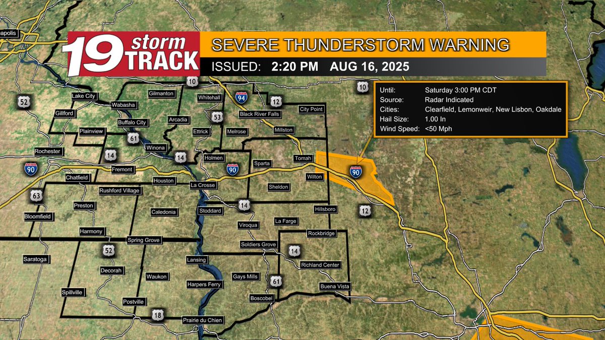 SEVERE THUNDERSTORM WARNING

Take shelter if in warned area. Safest place is inside a sturdy building on the lowest floor away from windows. 

Watch 19 News for more information. 

*Automated post - check post and expiration times*