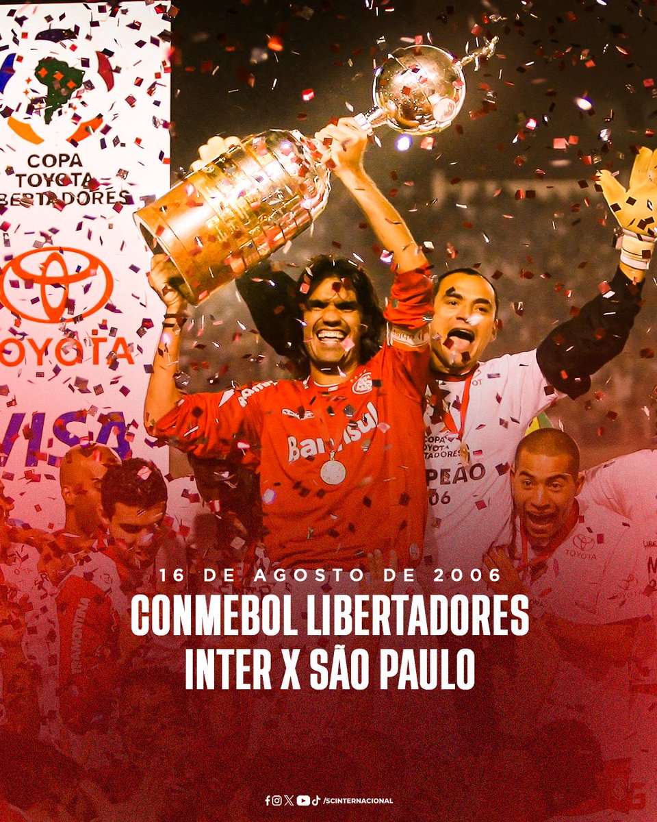 SCInternacional's tweet photo. UMA NOITE DE ALEGRIA, 𝟏𝟔 𝐃𝐄 𝐀𝐆𝐎𝐒𝐓𝐎! 🏆

Para destronar o atual campeão e libertar a América, o apoio do Beira-Rio foi decisivo. No primeiro tempo, Fernandão marcou. Na etapa final, Tinga brilhou. Festa de Clube e Povo: há 19 anos, o continente era nosso. 🌎😍

Agosto, Inter e Libertadores. Desde o Dia Sem Fim, essa coincidência embala nossos sonhos. Na quarta-feira, abraçaremos a nostalgia em busca de mais uma inesquecível noite de Copa. Vamos 𝐉𝐔𝐍𝐓𝐎𝐒, como ensina a história! 💪🇦🇹