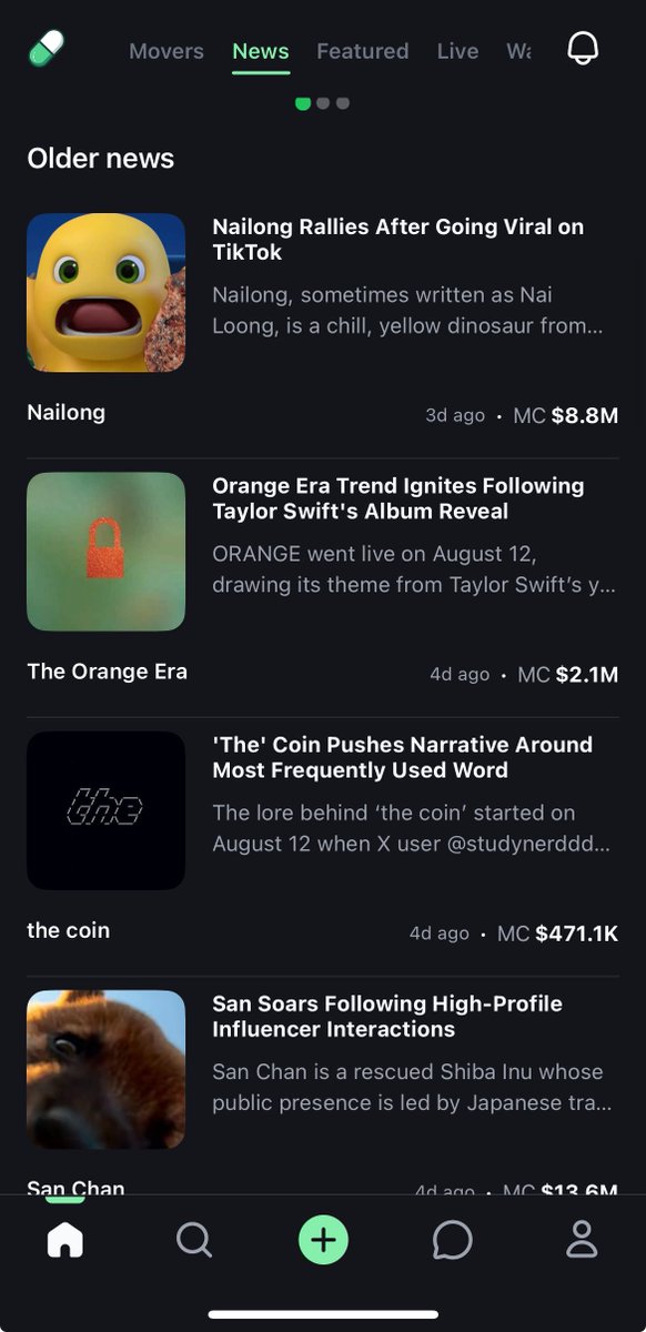 pumpfun app has a news page for normies to buy our bags 🙏