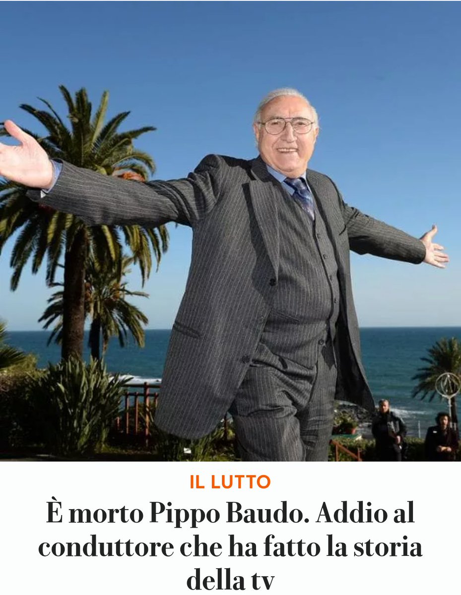 Ci ha lasciato l'icona della TV italiana.
Il Pippo nazionale.
R.i.p. 

#PippoBaudo