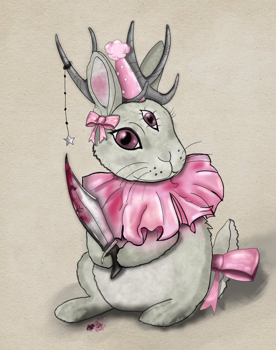 i_zoneout's tweet photo. Cute Little Clown Jackalope 🐇✨ https://t.co/E1LNXS6c1U