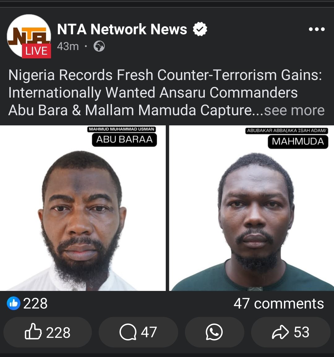 Abu baraa was still in the birnin gwari axis in 2023 during the kaduna train kidnapping event, he was involved in a power struggle within ansuru with another commander, his trail went cold since then until his arrest probably in wawa..