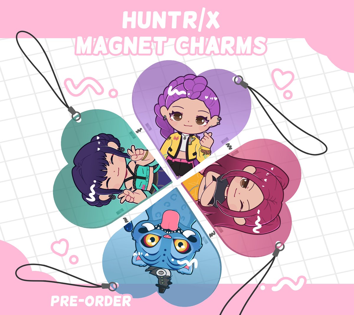 Nekato404's tweet photo. Drew some huntrix phone charms!! They have magnets in between them so they can connect together <3

#Huntrix #KPOPDEMONHUNTERS https://t.co/pVmjemZh1W
