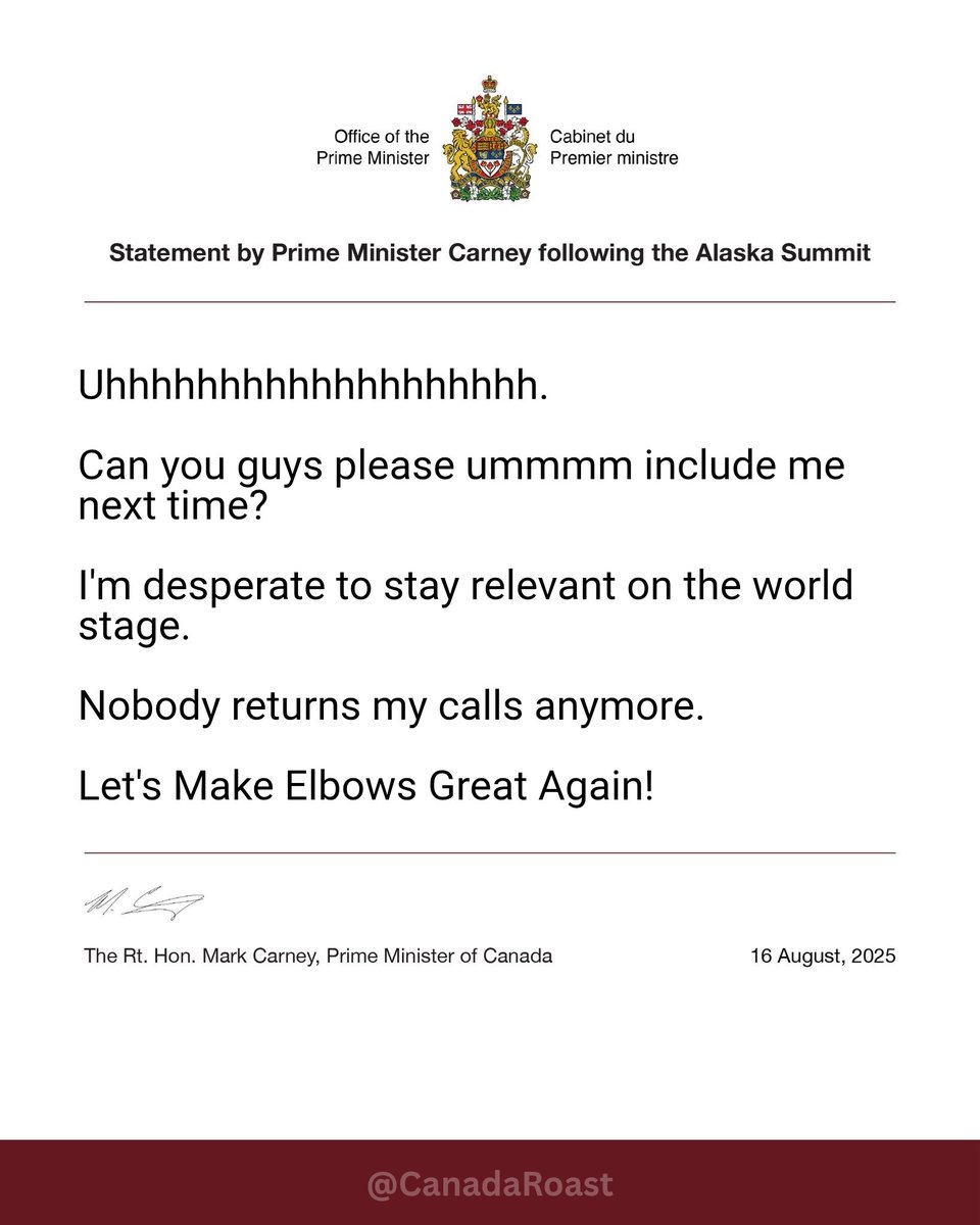 CanadaRoast's tweet photo. @MarkJCarney MAKE ELBOWS GREAT AGAIN! 💪 https://t.co/GlVAtJejuZ